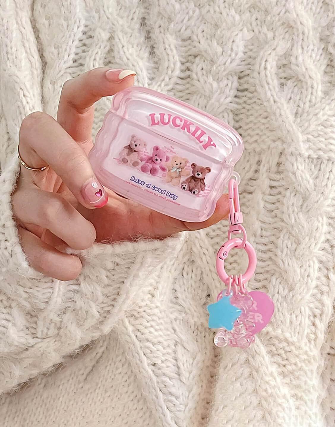 Lucky Pink Bear AirPods Case AirPods - URBANLUSA