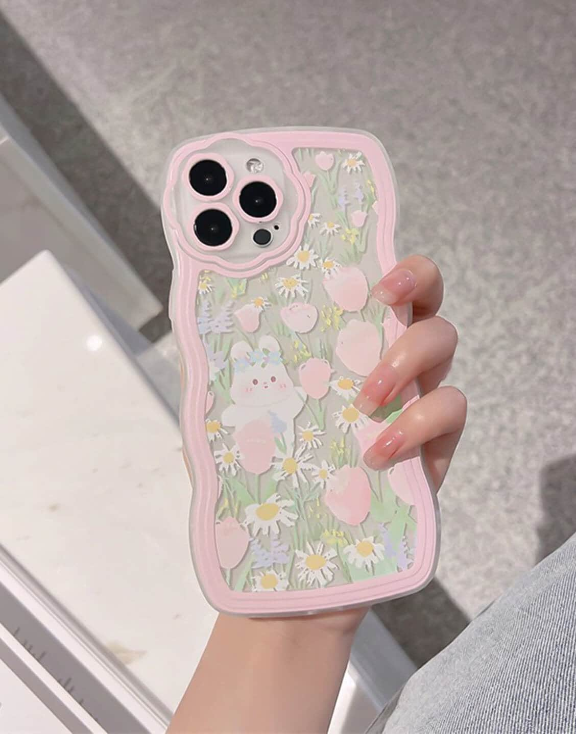 Sweet Pink Flower Field Painting iPhone Case - URBANLUSA