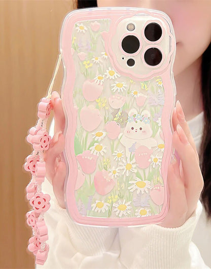 Sweet Pink Flower Field Painting iPhone Case - URBANLUSA