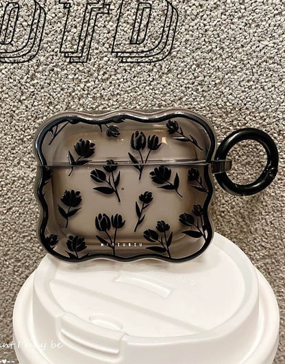 Retro Black Grunge Tulip Flower AirPods Case - URBANLUSA