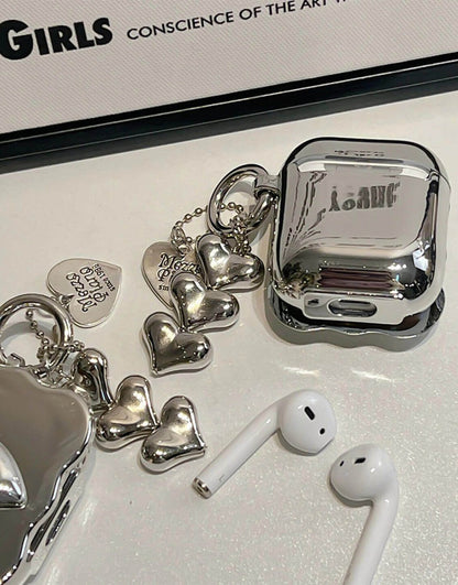 Aesthetic Silver Heart AirPods Case - URBANLUSA