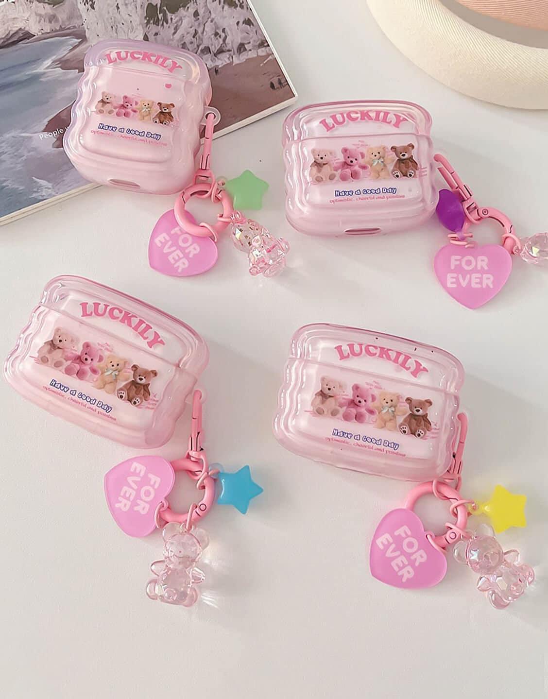 Lucky Pink Bear AirPods Case AirPods - URBANLUSA