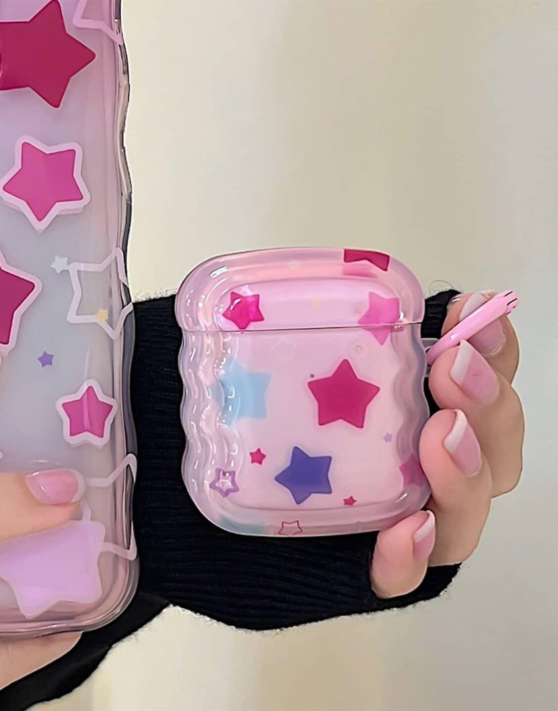 Aesthetic Y2k Pink Star AirPods Case - URBANLUSA