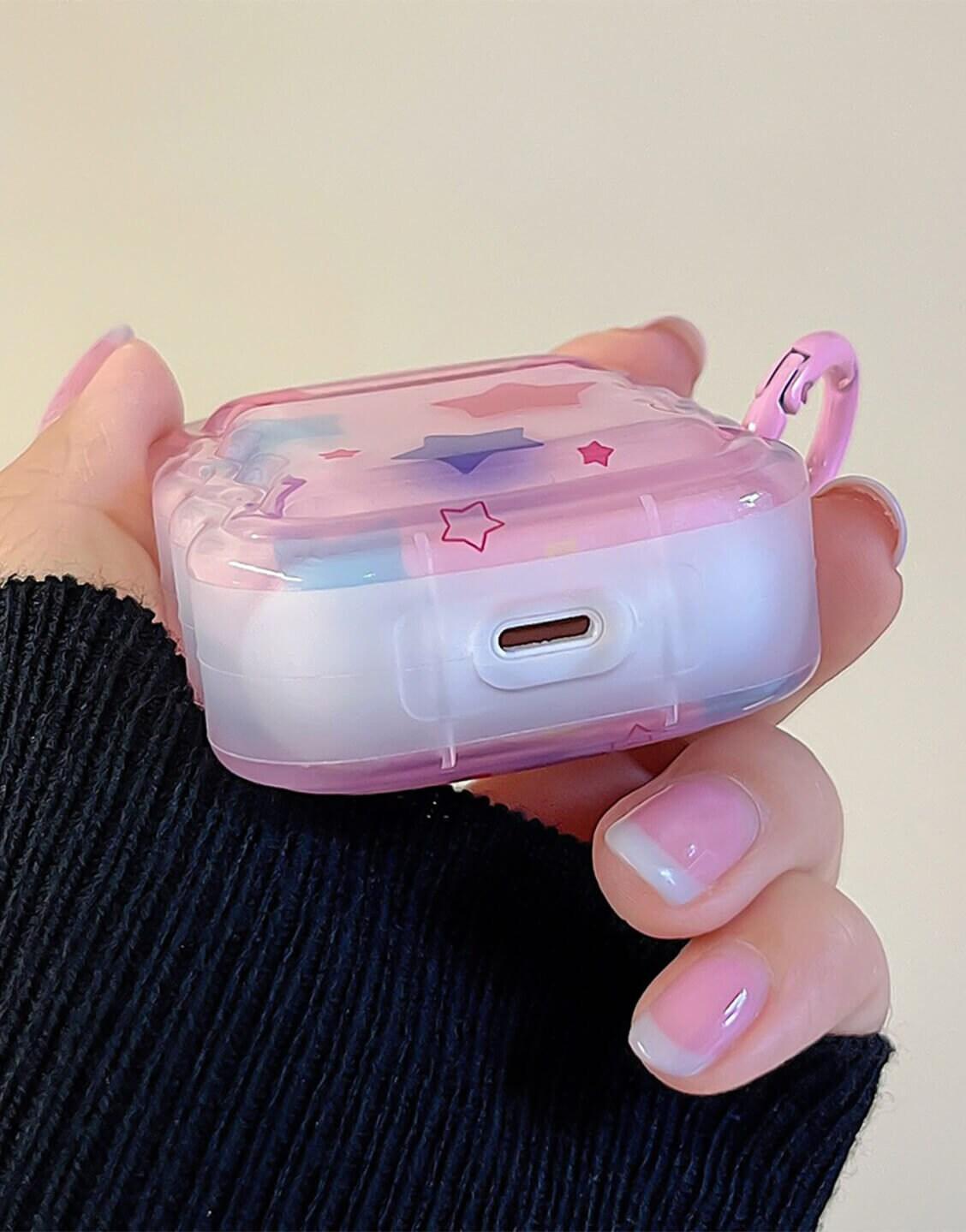 Aesthetic Y2k Pink Star AirPods Case - URBANLUSA