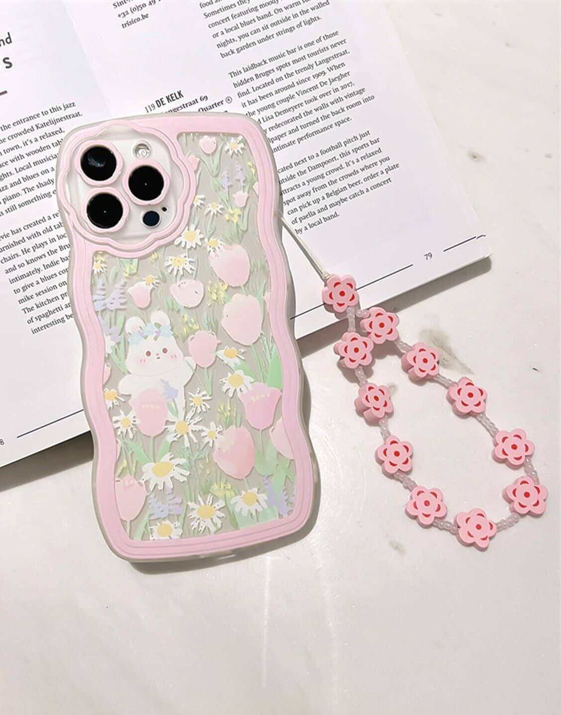 Sweet Pink Flower Field Painting iPhone Case - URBANLUSA