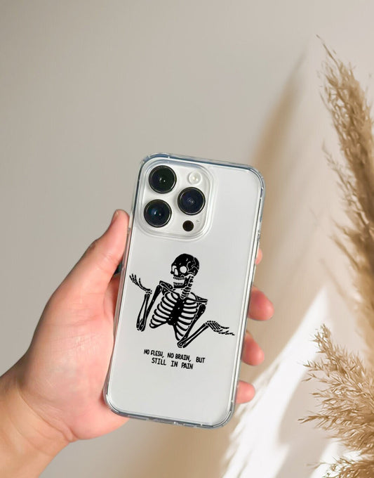 Funny Skeleton No Flesh No Brain iPhone Case - URBANLUSA