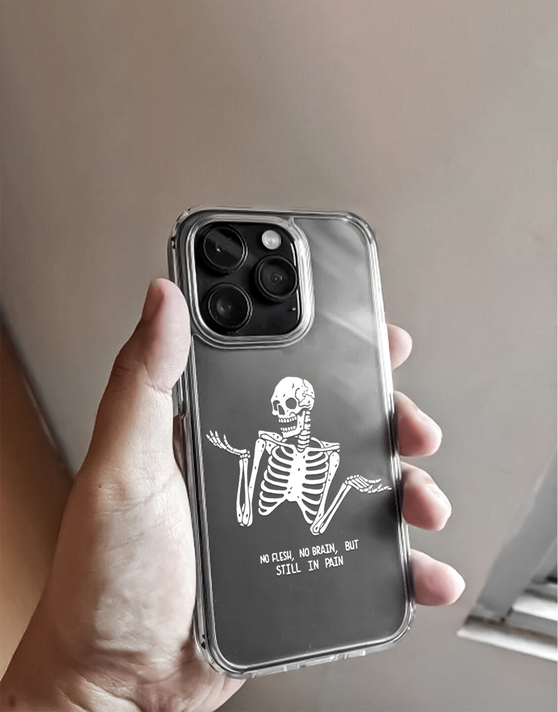 Funny Skeleton No Flesh No Brain iPhone Case - URBANLUSA