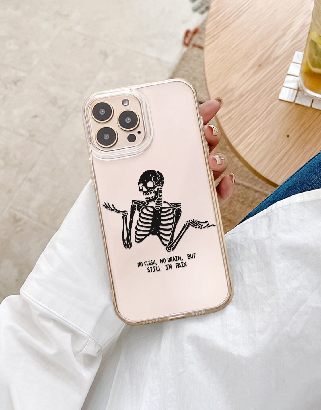 Funny Skeleton No Flesh No Brain iPhone Case - URBANLUSA