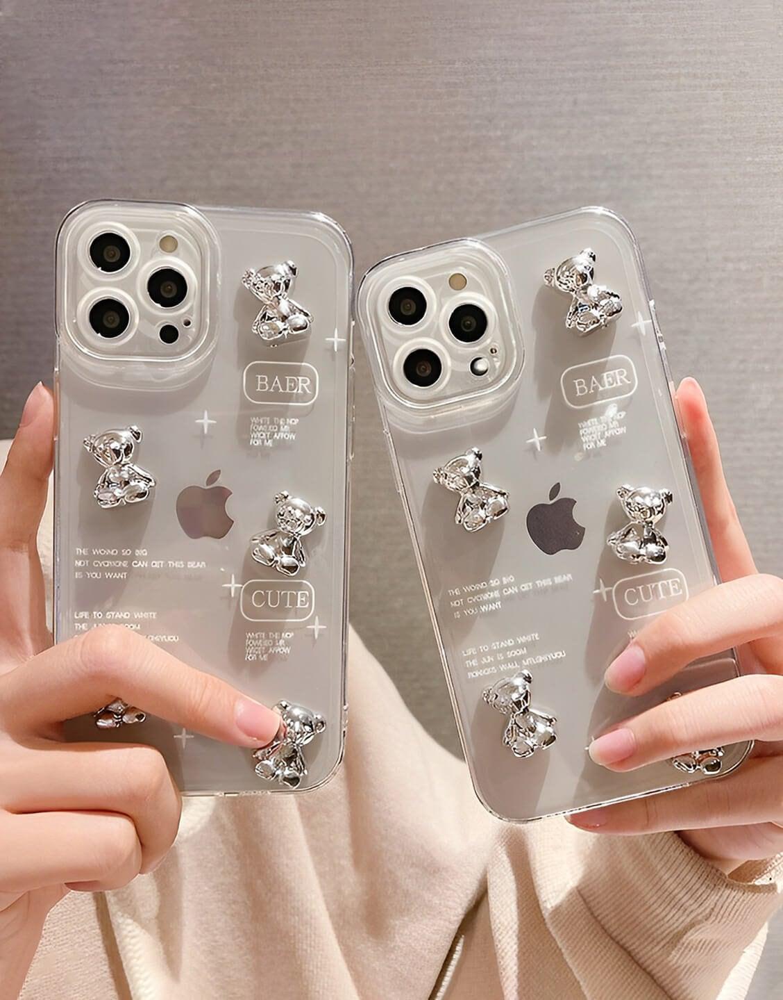 Cute 3D Bear Clear iPhone Case - URBANLUSA