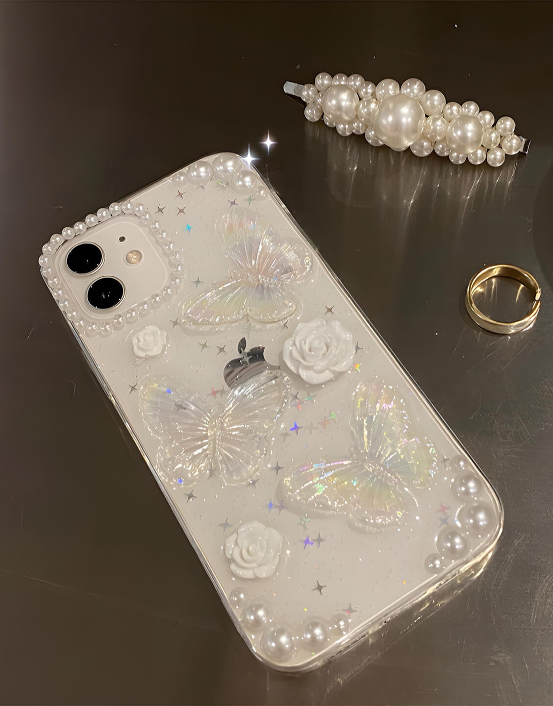 Cute Butterfly Pearl iPhone Case - URBANLUSA