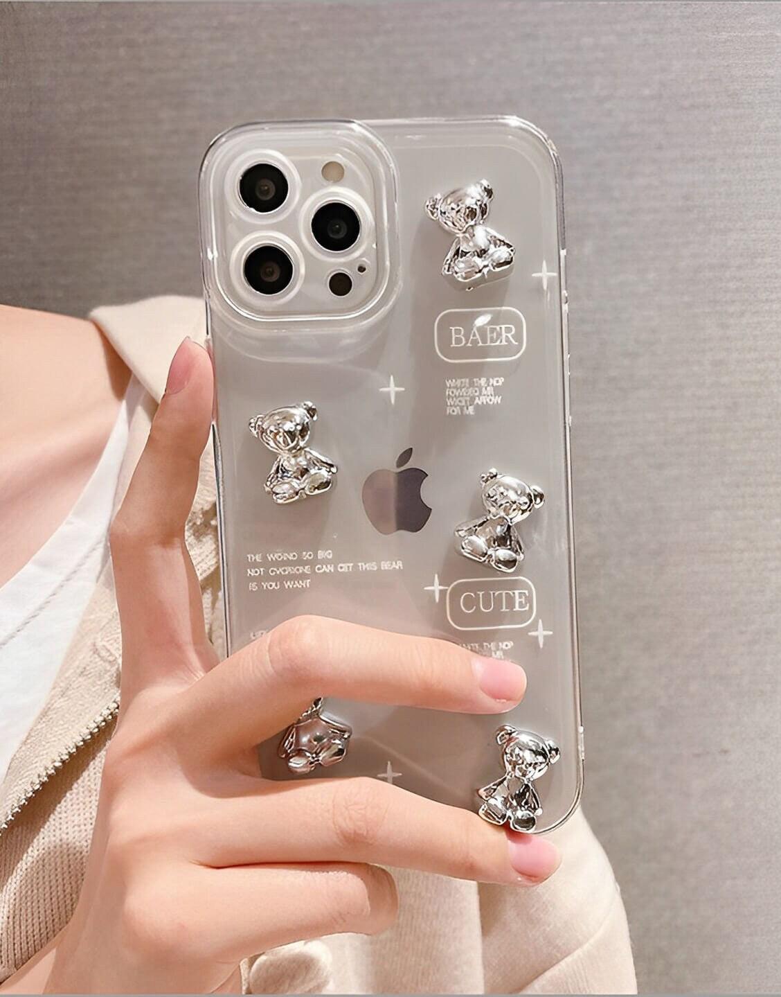 Cute 3D Bear Clear iPhone Case - URBANLUSA