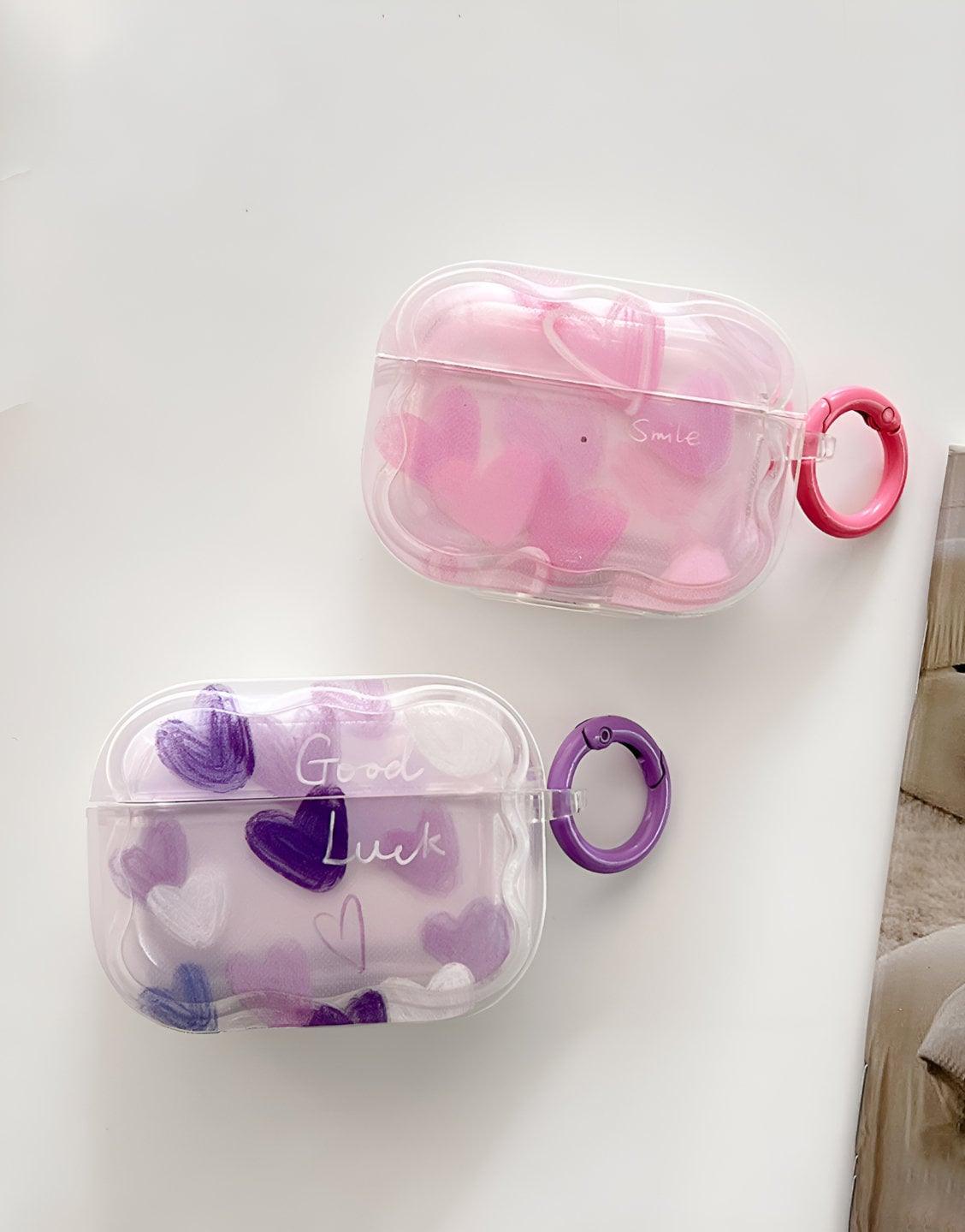 Kawaii Heart Pink Purple AirPods Case - URBANLUSA