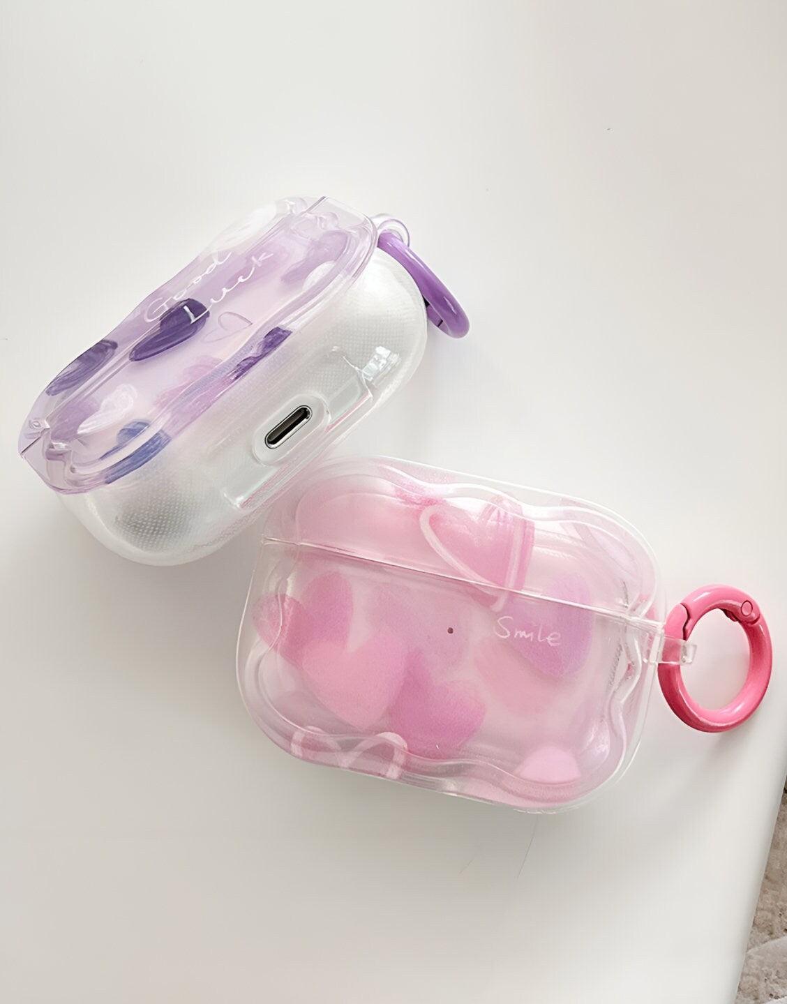 Kawaii Heart Pink Purple AirPods Case - URBANLUSA