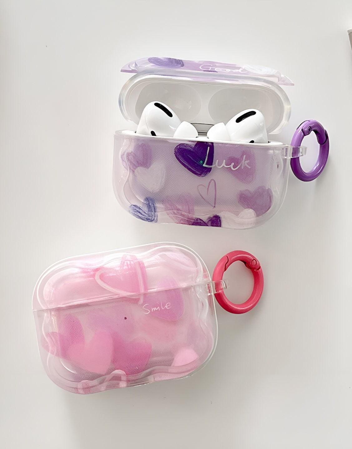 Kawaii Heart Pink Purple AirPods Case - URBANLUSA