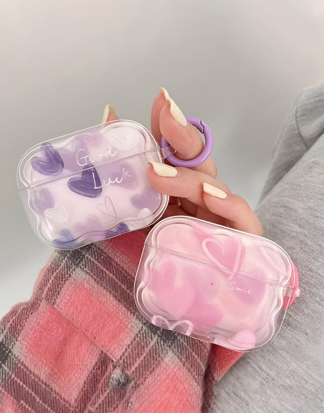 Kawaii Heart Pink Purple AirPods Case - URBANLUSA