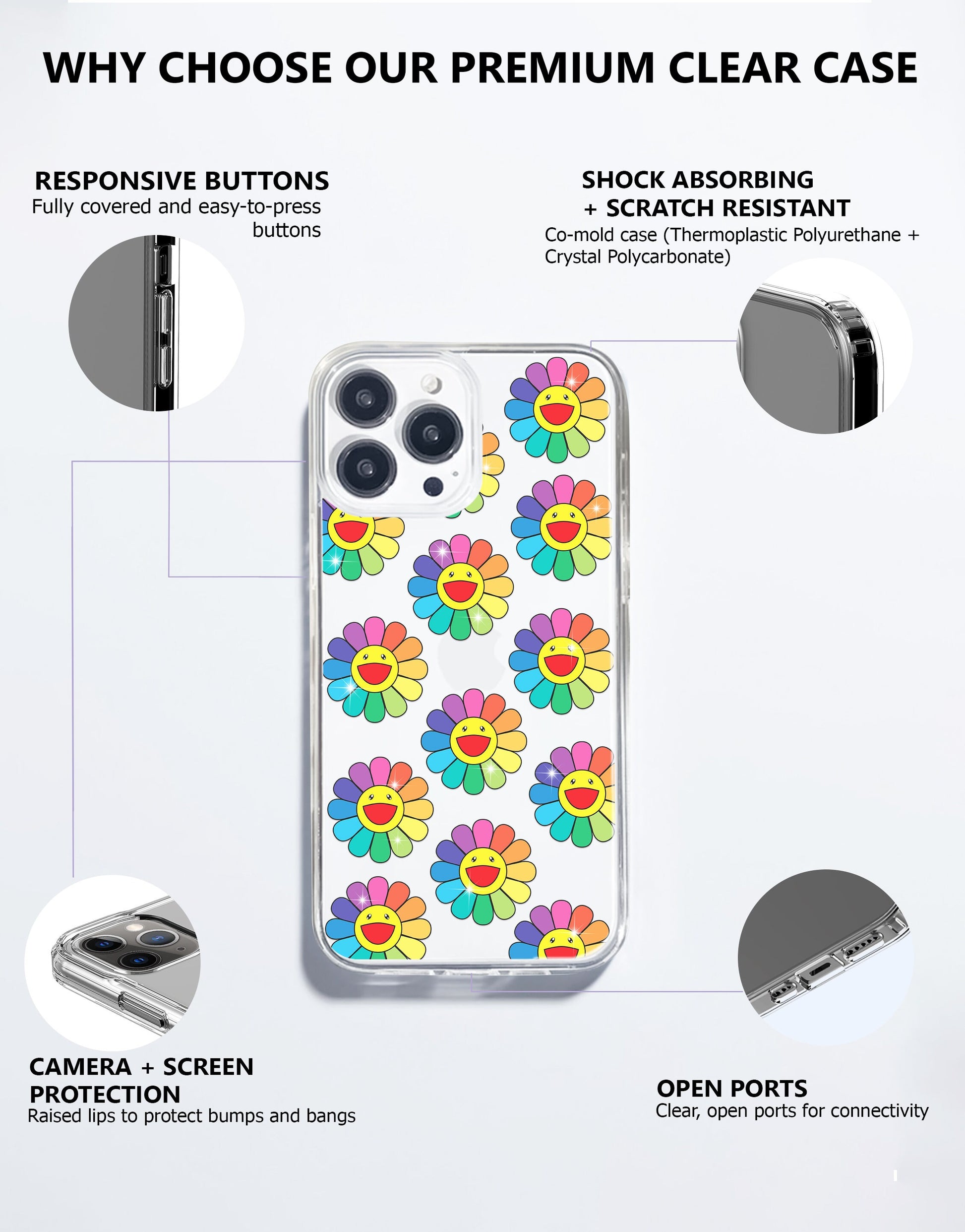 Y2K Flowers Rainbow Kidcore iPhone Case - URBANLUSA