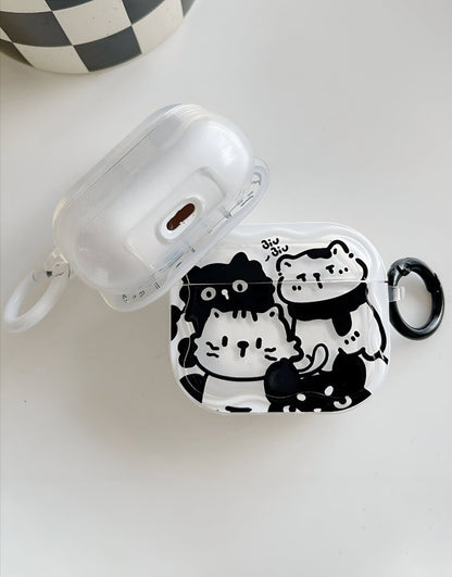 Wavy Cute Cat Lovers Airpods Case - URBANLUSA