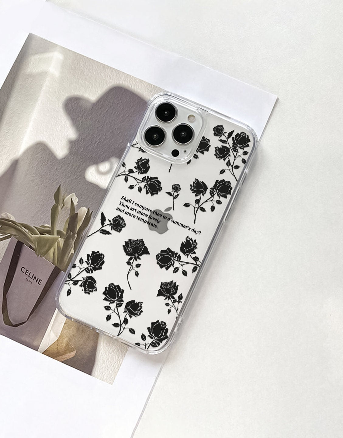 Black Grunge Rose Flower Phone Case iPhone / Samsung - URBANLUSA