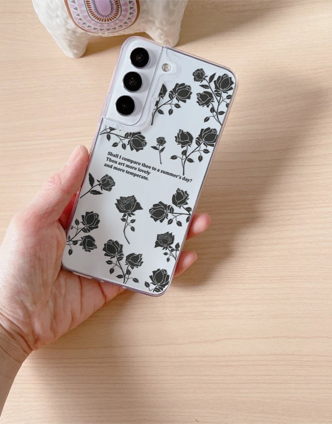 Black Grunge Rose Flower Phone Case iPhone / Samsung - URBANLUSA