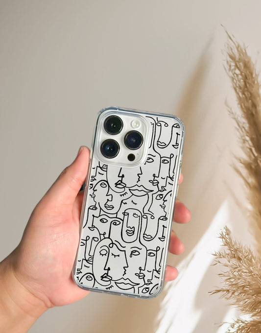 Line Art Faces Phone Case iPhone / Samsung - URBANLUSA