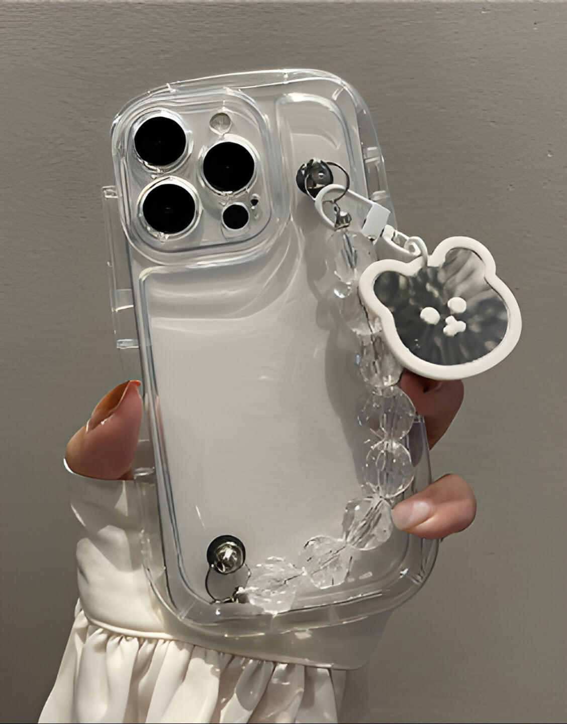 Aesthetic Cute Bear Bracelet Clear iPhone Case - URBANLUSA