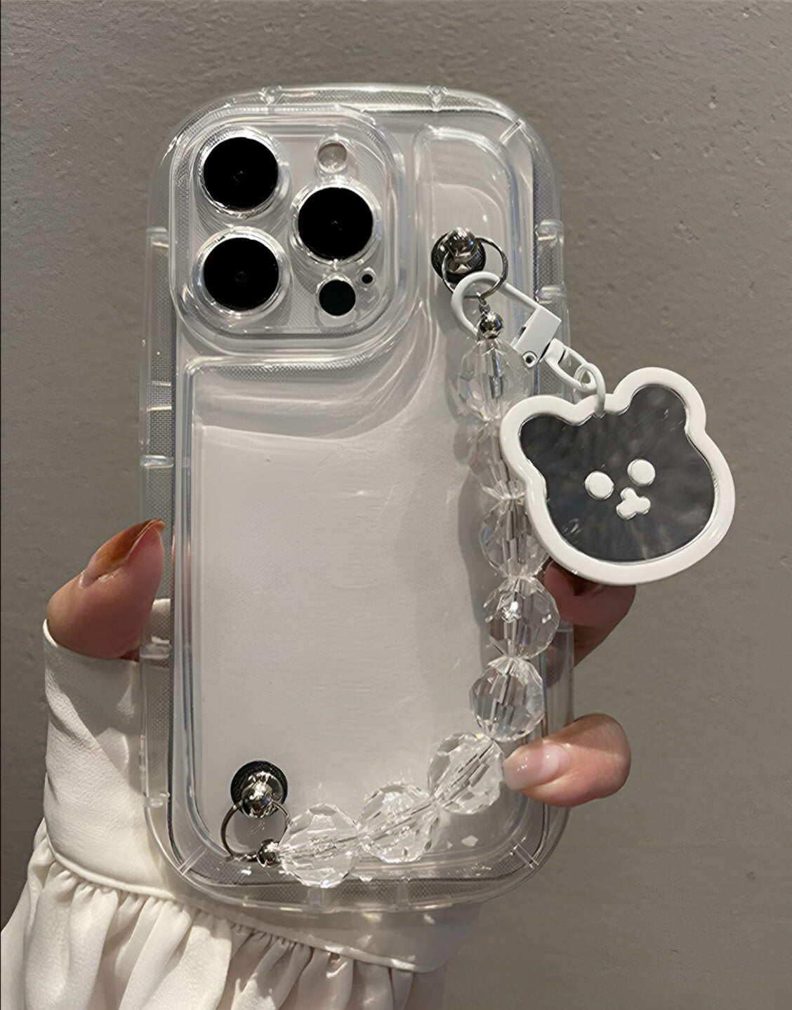 Aesthetic Cute Bear Bracelet Clear iPhone Case - URBANLUSA