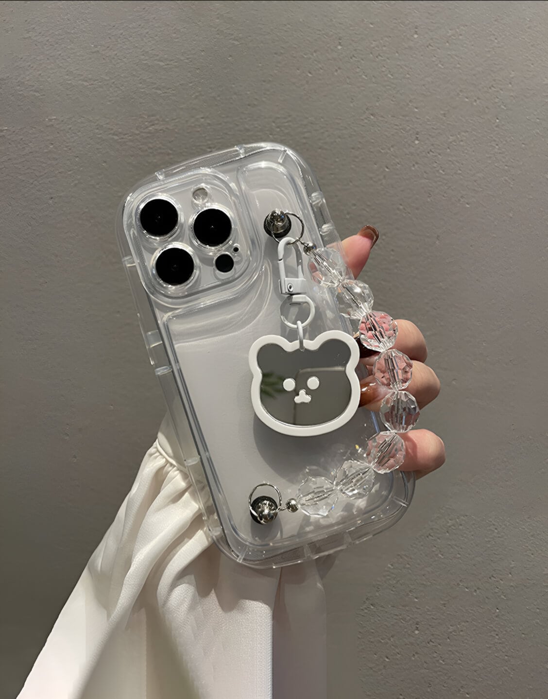 Aesthetic Cute Bear Bracelet Clear iPhone Case - URBANLUSA