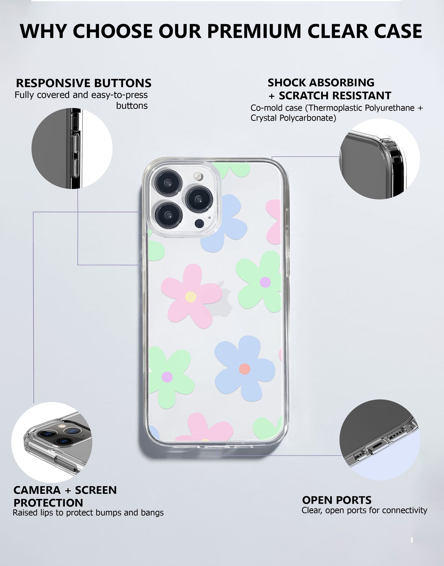 Kawaii Flowers Pastel Aesthetic Phone Case iPhone / Samsung - URBANLUSA