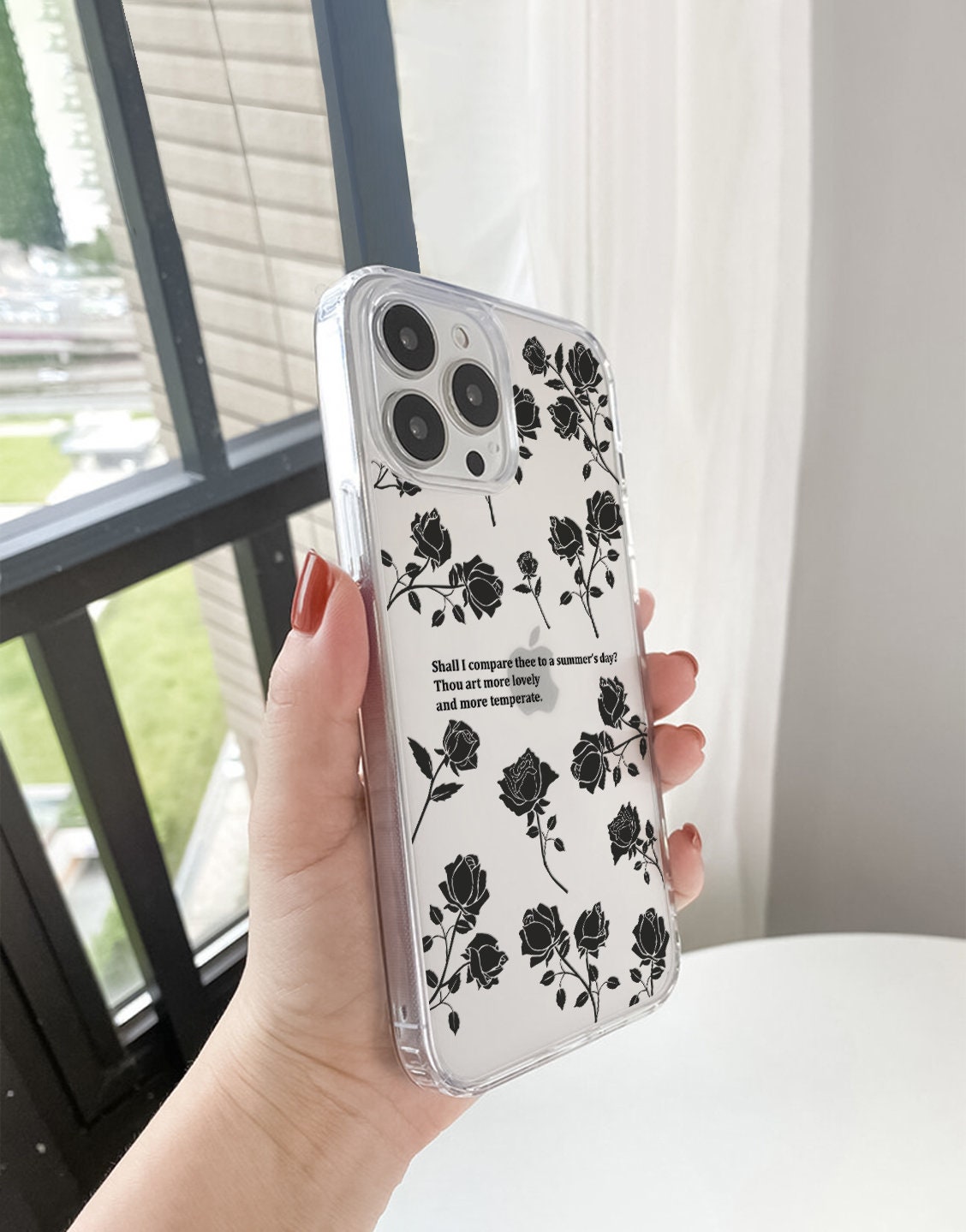 Black Grunge Rose Flower Phone Case iPhone / Samsung - URBANLUSA