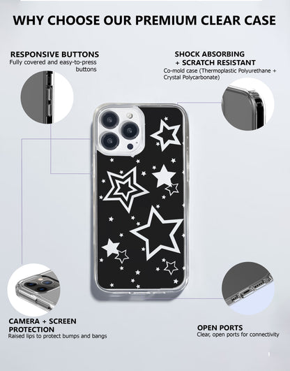 Black Y2k Stars iPhone Case - URBANLUSA