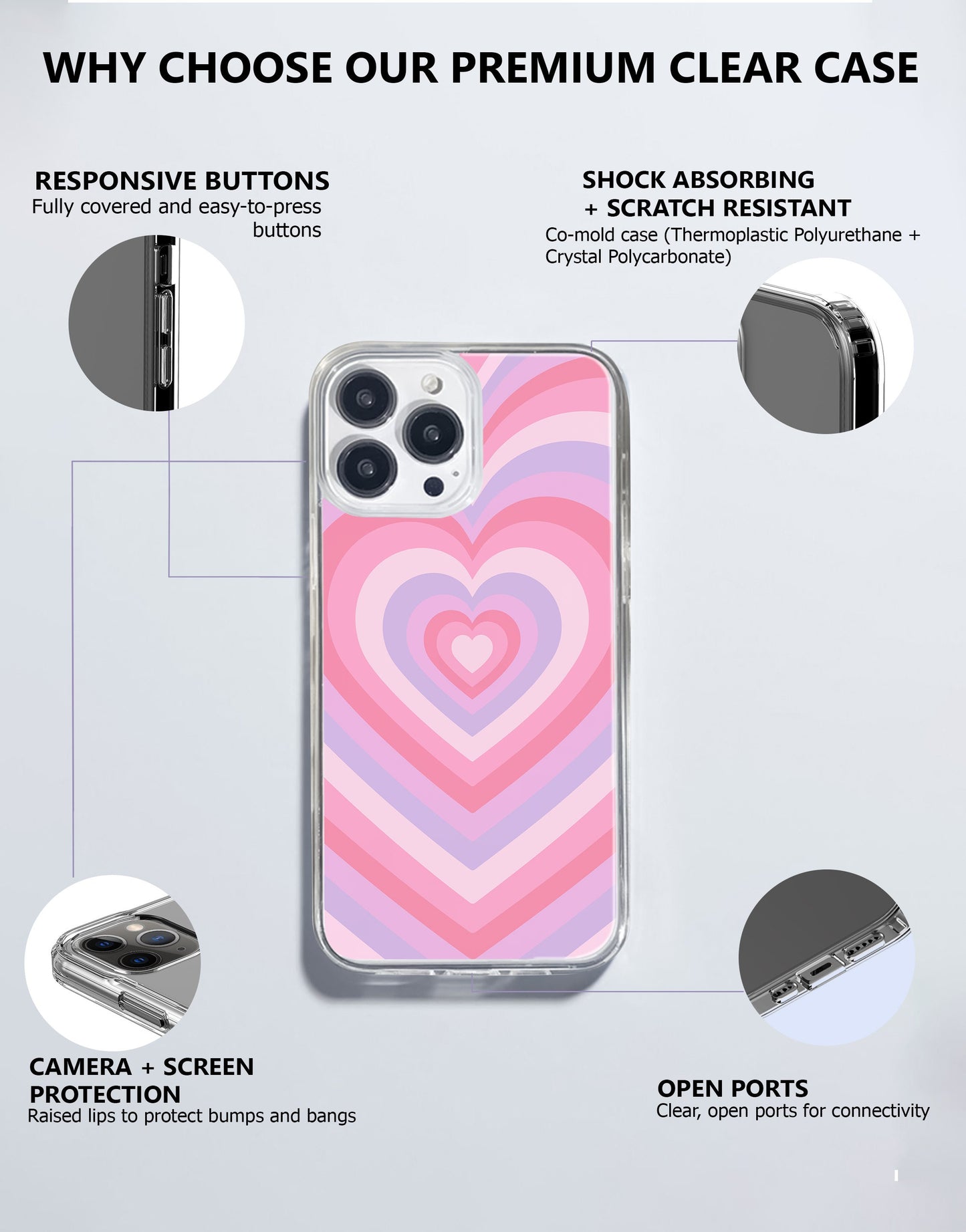 Y2k Heart Phone Case iPhone / Samsung - URBANLUSA