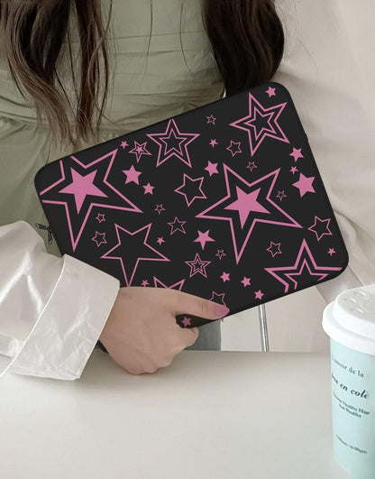 Pretty Pink Stars Laptop Sleeve - URBANLUSA