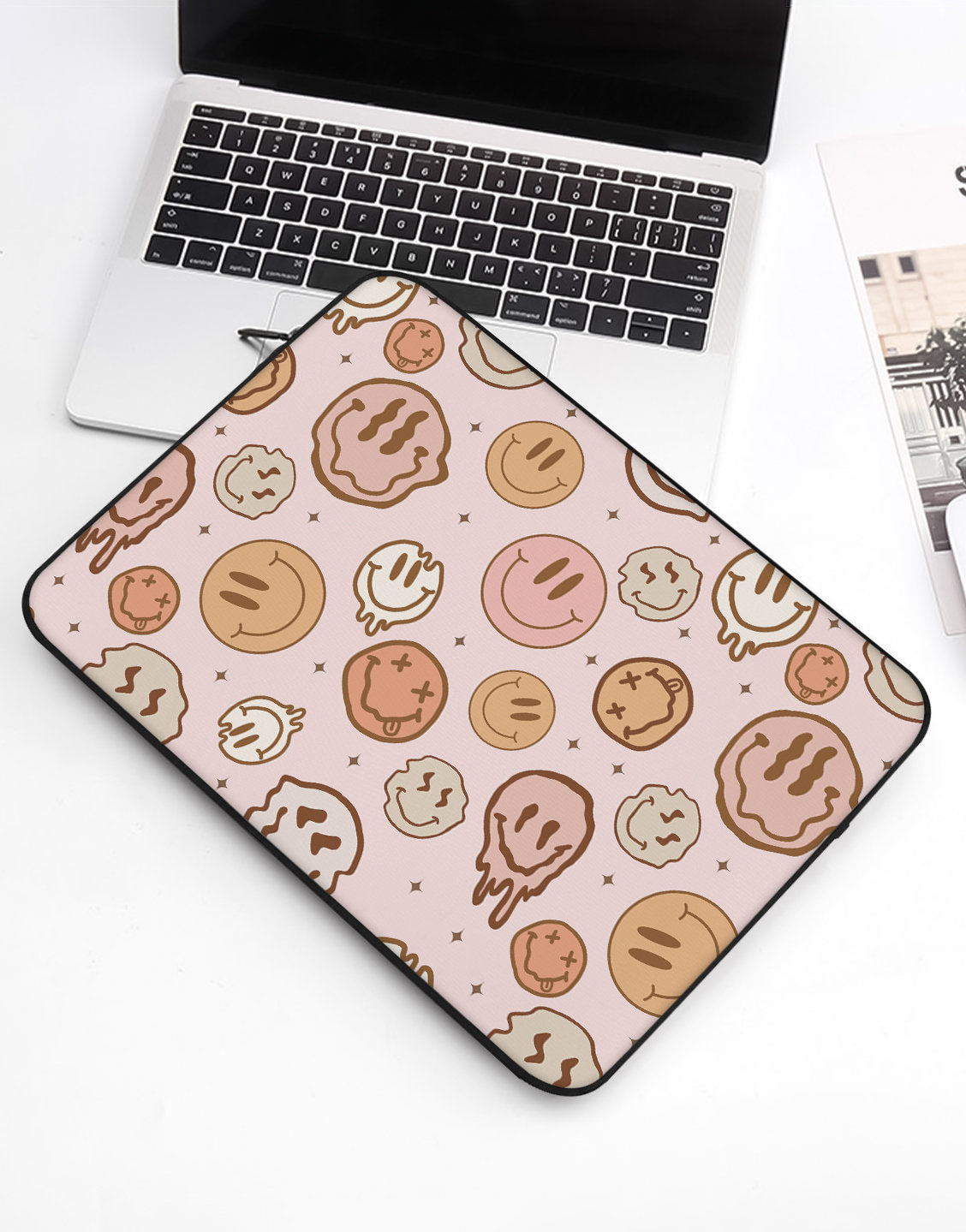 Preppy Aesthetic Laptop Sleeve 12 13 15 inch Case Laptop Bag Cute Laptop Sleeve Case for MacBook Air Pro Tablet Smile Face Case Computer Bag - URBANLUSA