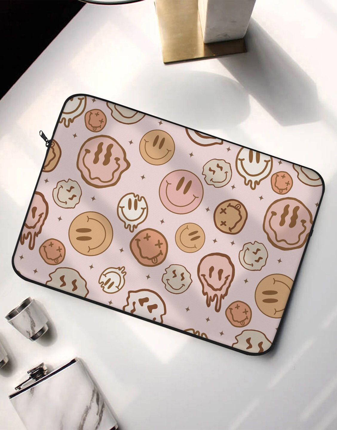 Preppy Aesthetic Laptop Sleeve 12 13 15 inch Case Laptop Bag Cute Laptop Sleeve Case for MacBook Air Pro Tablet Smile Face Case Computer Bag - URBANLUSA