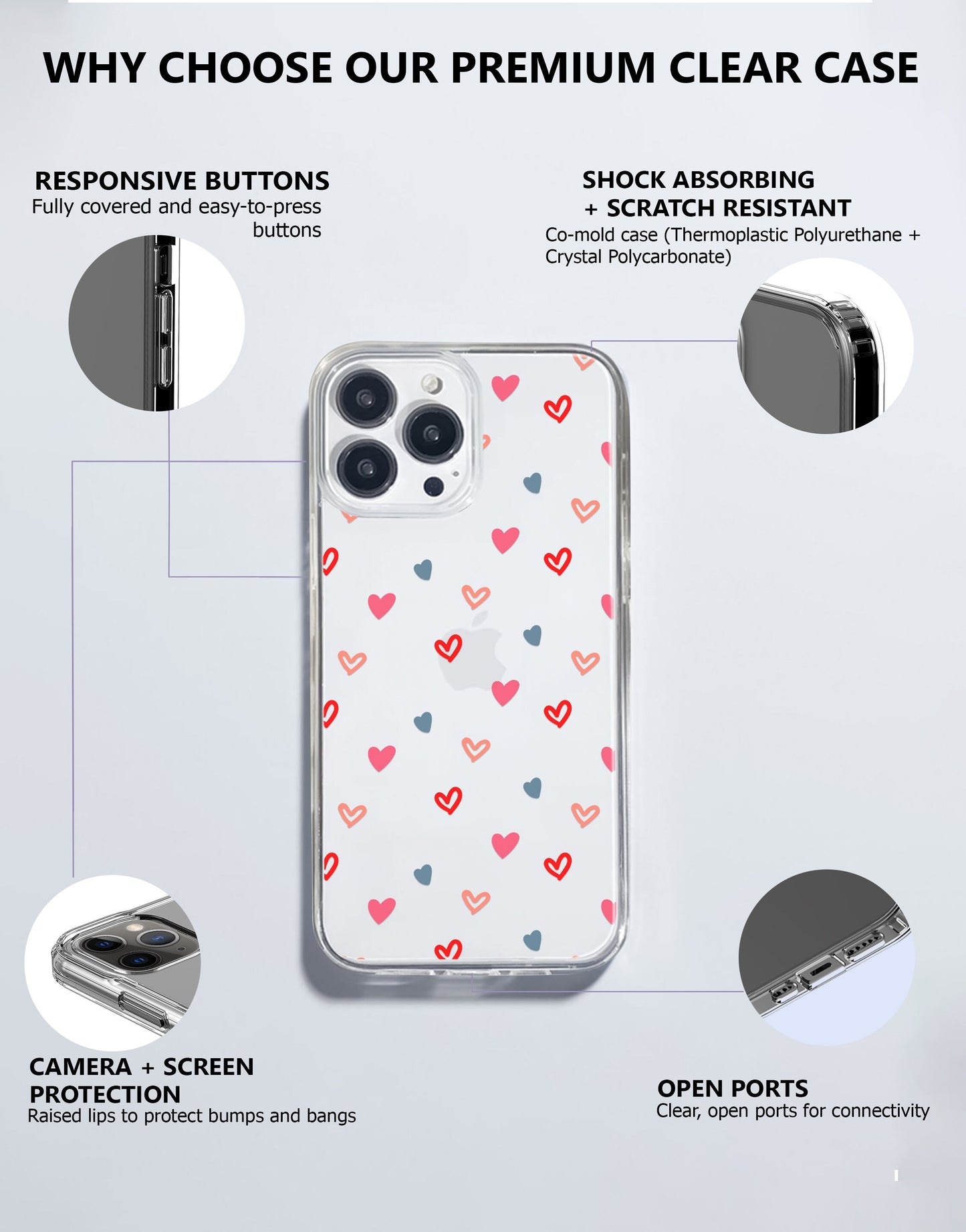 Cute Love Heart Phone Case iPhone / Samsung - URBANLUSA