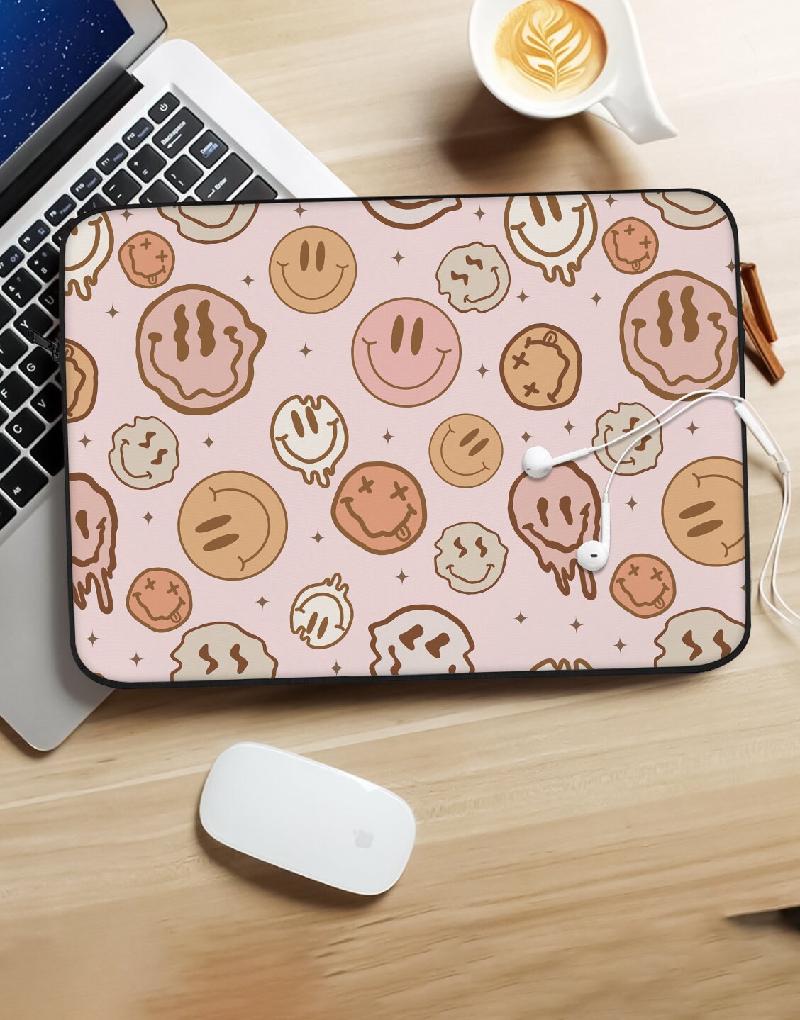 Preppy Aesthetic Laptop Sleeve 12 13 15 inch Case Laptop Bag Cute Laptop Sleeve Case for MacBook Air Pro Tablet Smile Face Case Computer Bag - URBANLUSA