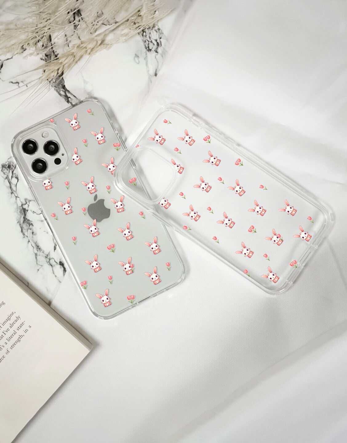 Kawaii Rabbit Tulip Clear Phone Case iPhone / Samsung - URBANLUSA