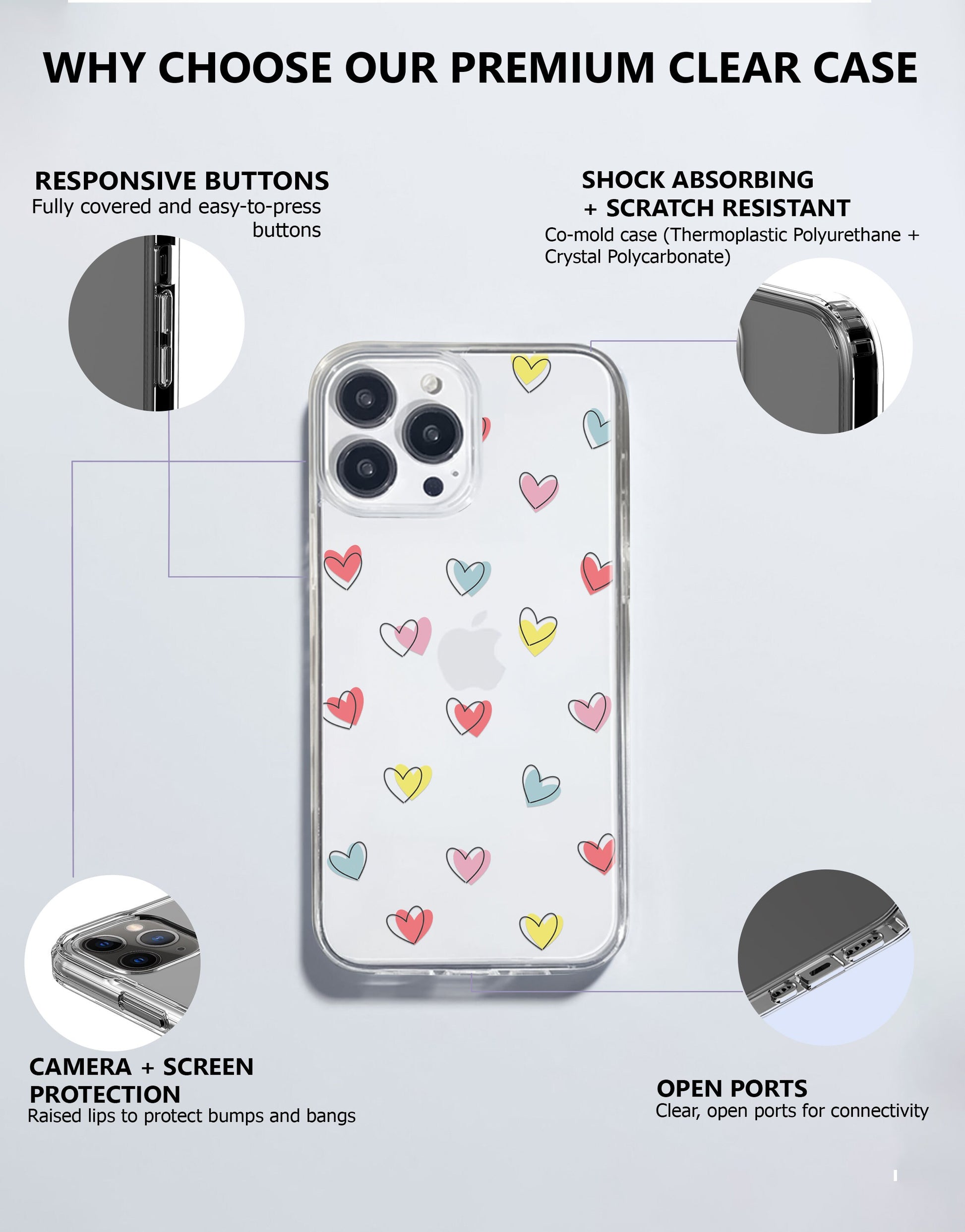 Kawaii Pastel Heart Phone Case iPhone / Samsung - URBANLUSA