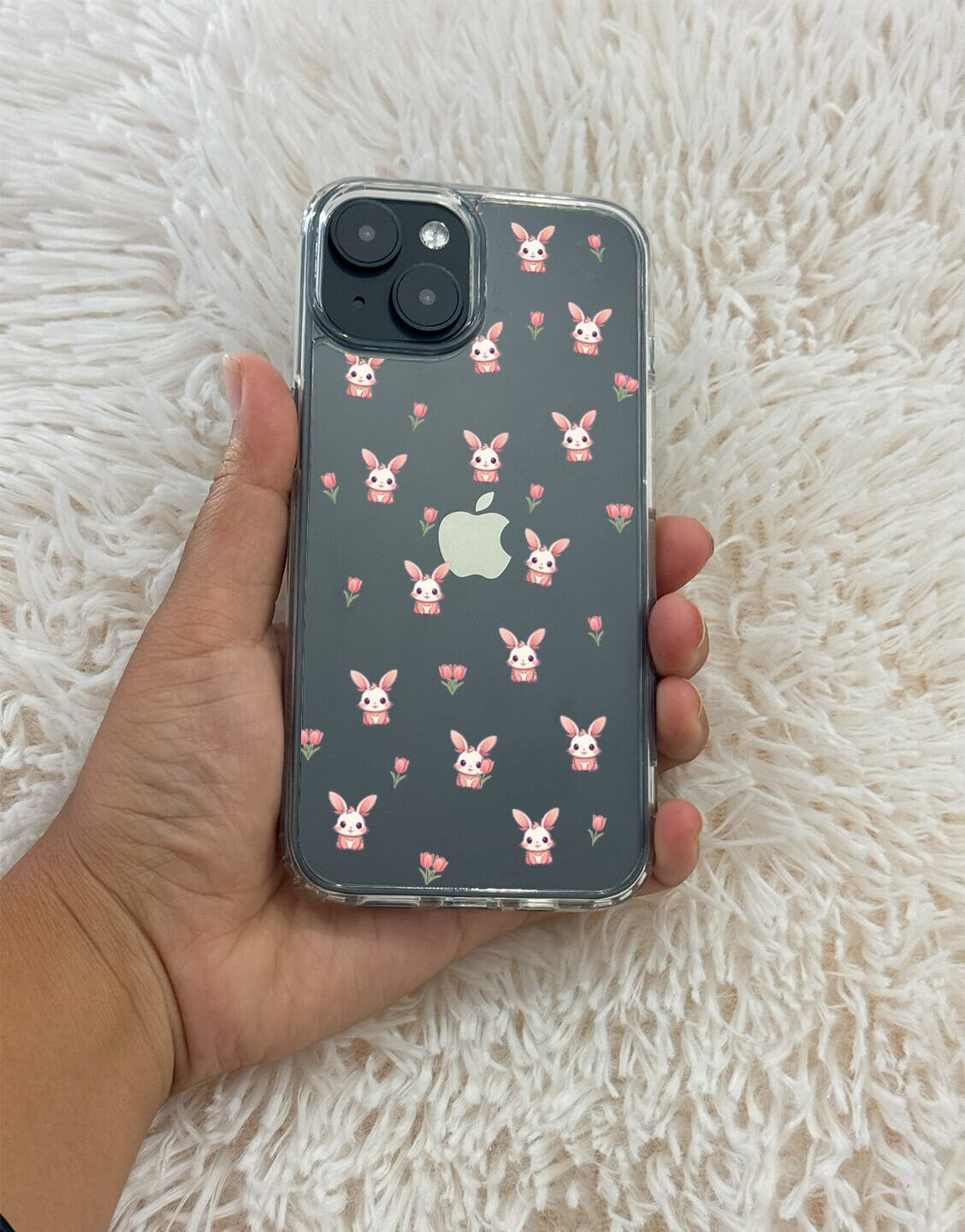 Kawaii Rabbit Tulip Clear Phone Case iPhone / Samsung - URBANLUSA