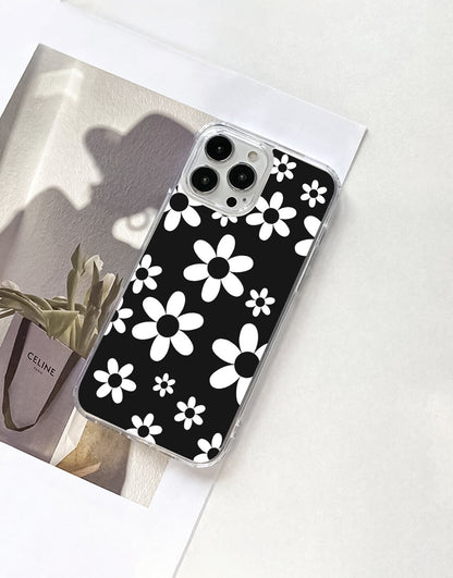 Black White Daisy Flower Phone Case iPhone / Samsung - URBANLUSA