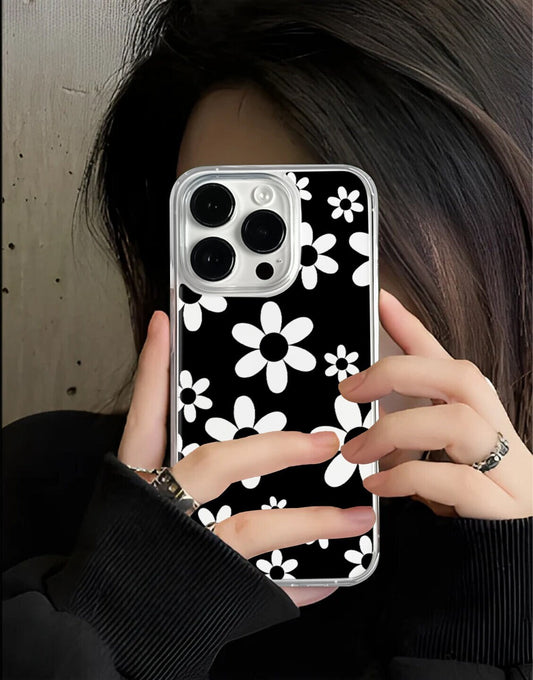 Black White Daisy Flower Phone Case iPhone / Samsung - URBANLUSA