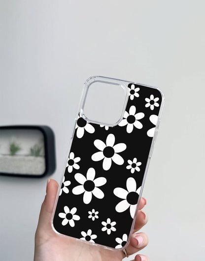 Black White Daisy Flower Phone Case iPhone / Samsung - URBANLUSA