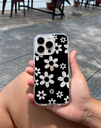 Black White Daisy Flower Phone Case iPhone / Samsung - URBANLUSA