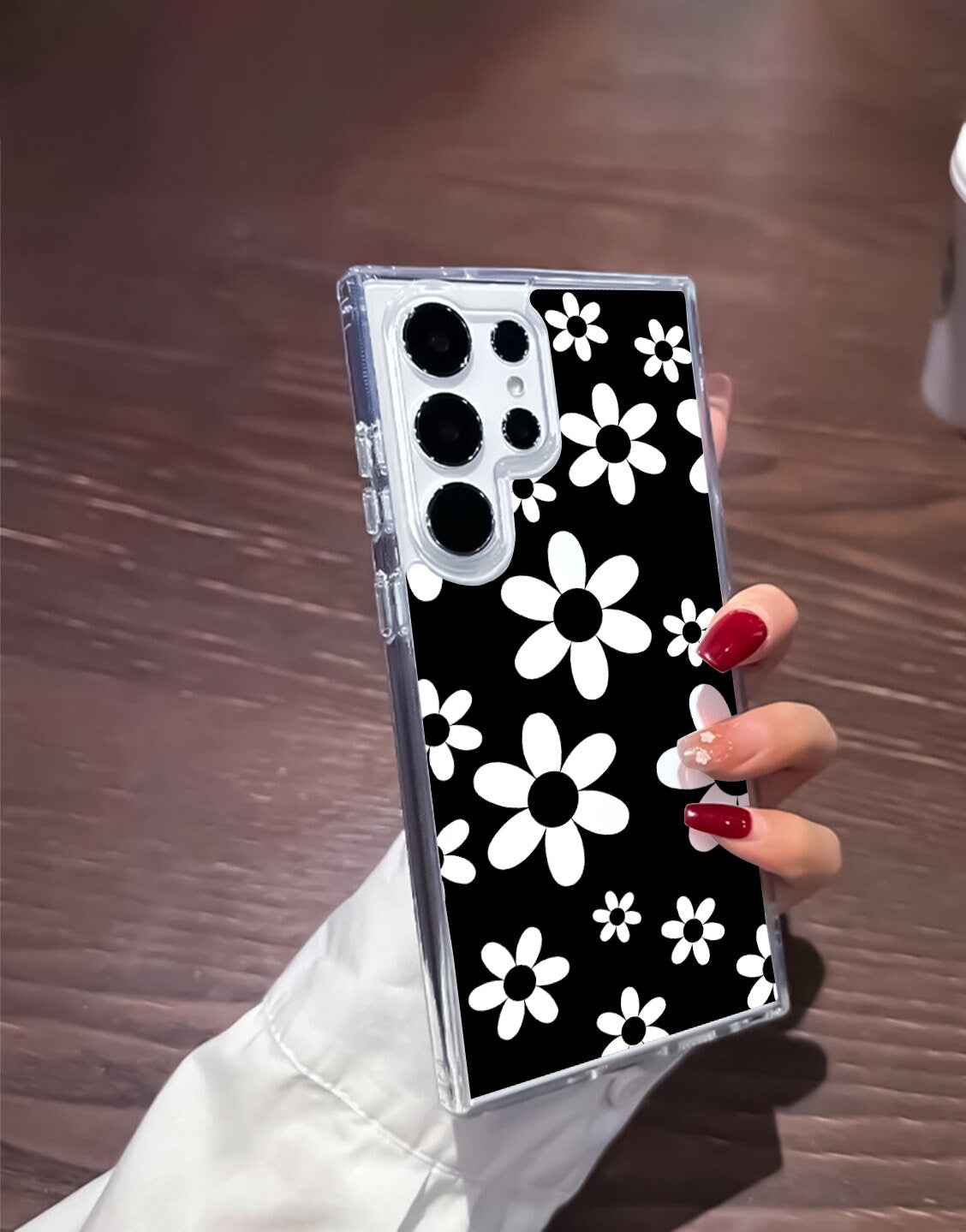 Black White Daisy Flower Phone Case iPhone / Samsung - URBANLUSA