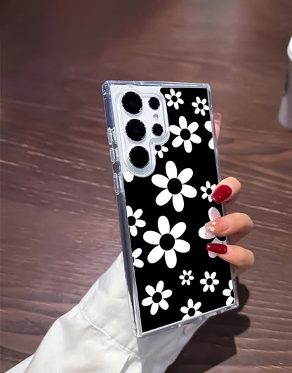 Black White Daisy Flower Phone Case iPhone / Samsung - URBANLUSA