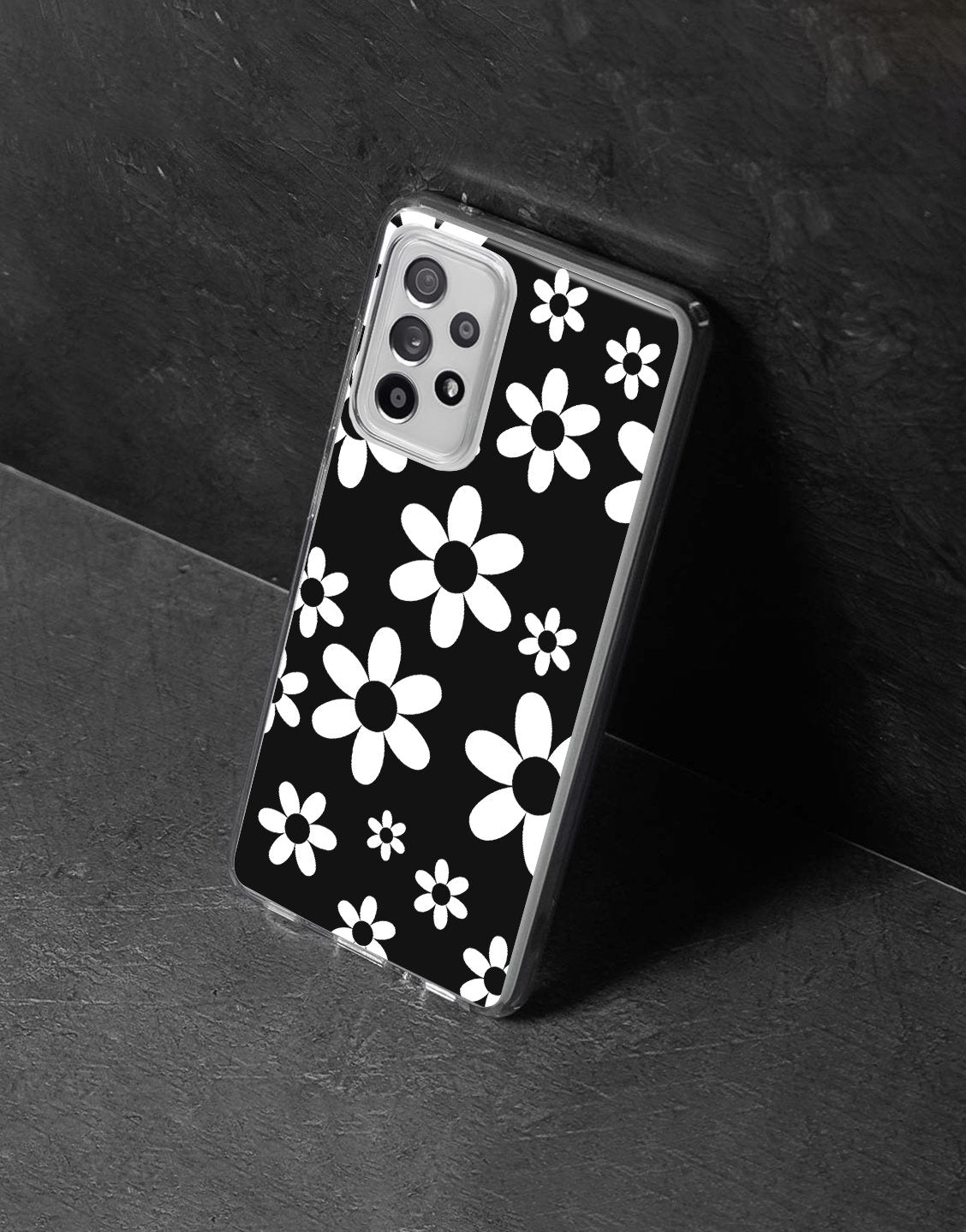 Black White Daisy Flower Phone Case iPhone / Samsung - URBANLUSA