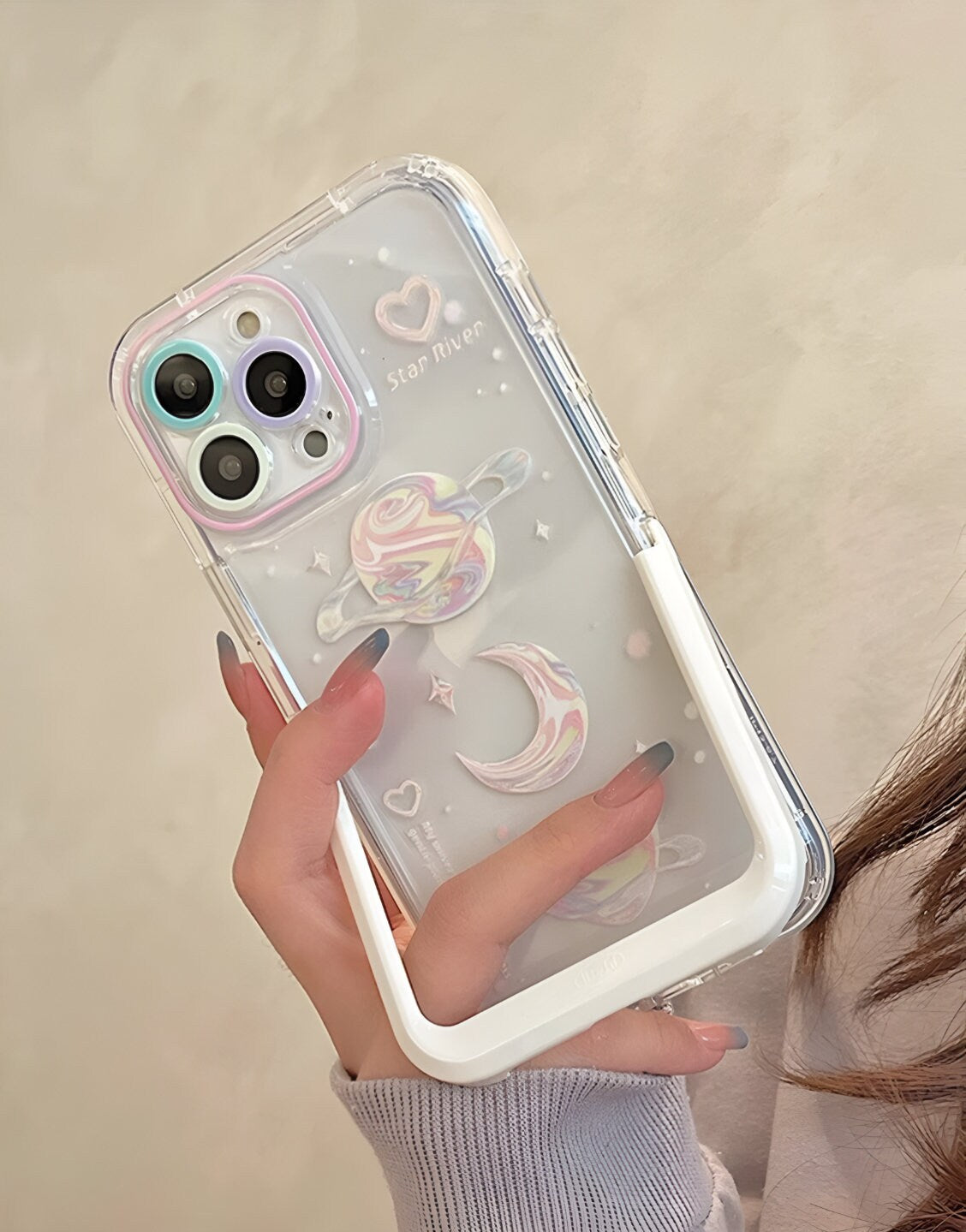 Cute Planet Moon Clear iPhone Case - URBANLUSA