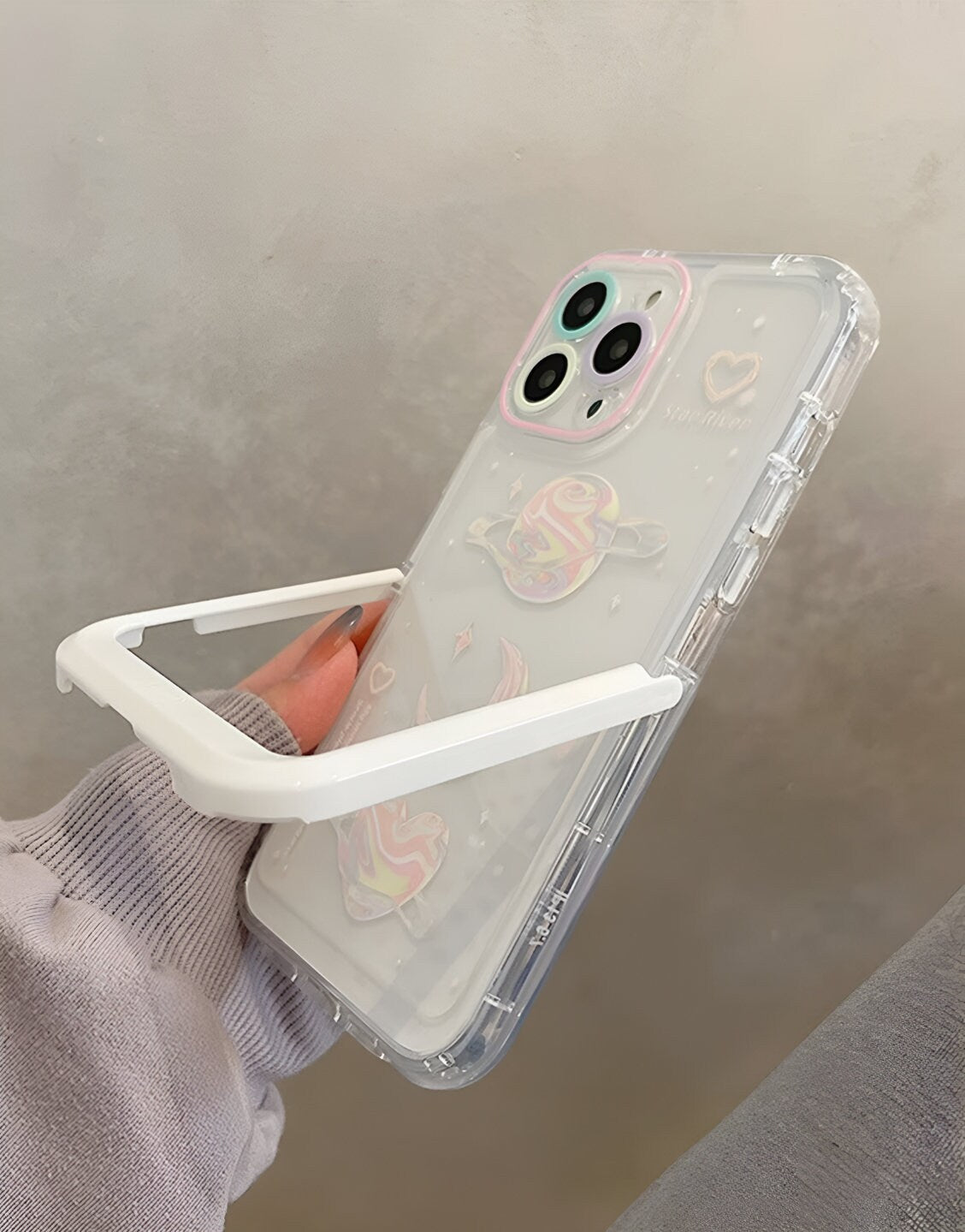 Cute Planet Moon Clear iPhone Case - URBANLUSA