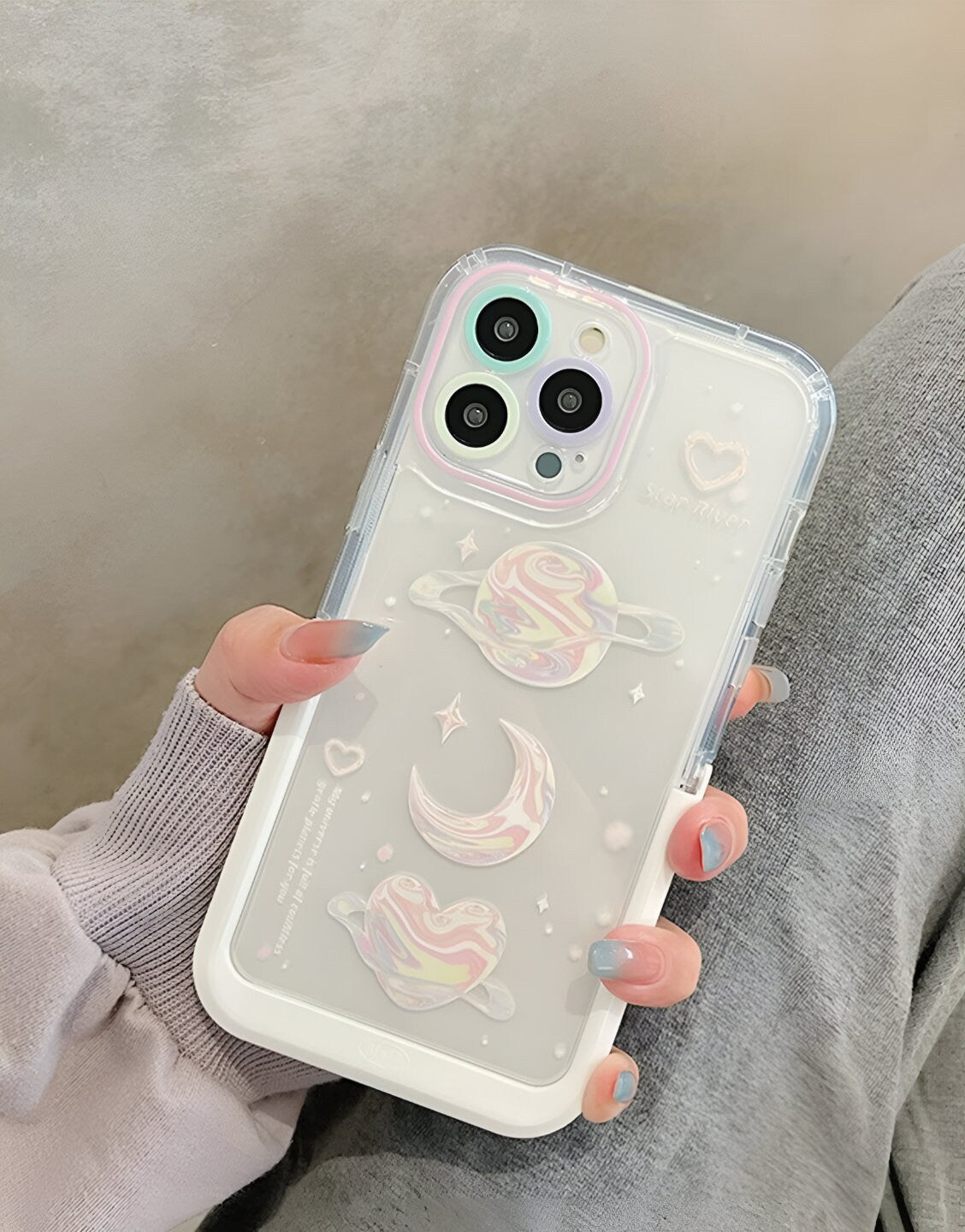 Cute Planet Moon Clear iPhone Case - URBANLUSA