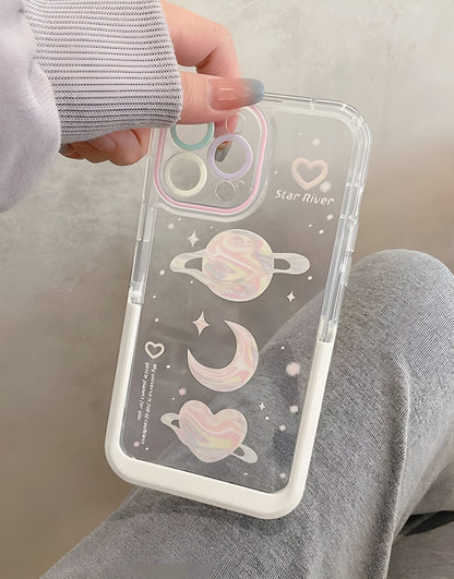 Cute Planet Moon Clear iPhone Case - URBANLUSA